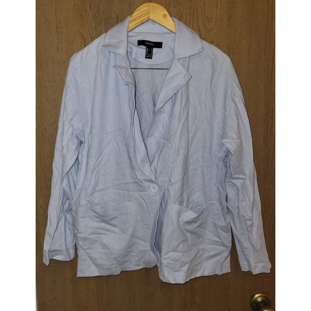 Forever 21 Women's Light Blue Linen Casual Blazer Size Small